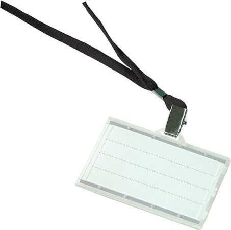 Identity card holder, black with neck hook, 85x50 mm, plastic, DONAU