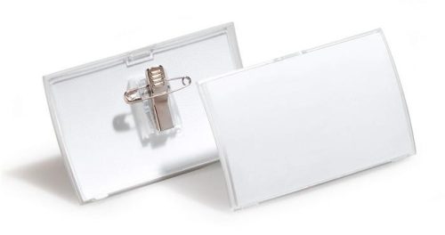 Name badge with clip and pin, PP, 40x75 mm, DURABLE "CLICK FOLD"