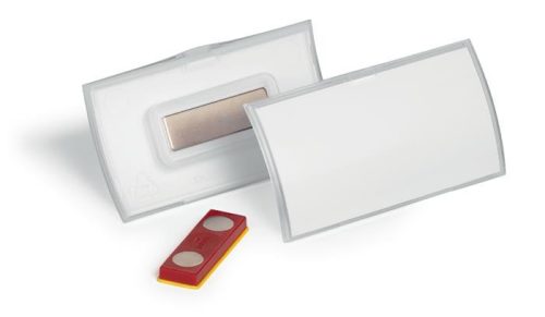 Name badge with magnet, anti-twist, 75x40 mm, DURABLE "CLICK FOLD"