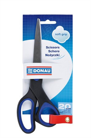 Office scissors, 20 cm, DONAU "Soft Grip", black-blue