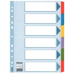   Regiszter, laminált karton, A4, 6 részes, ESSELTE "Mylar"