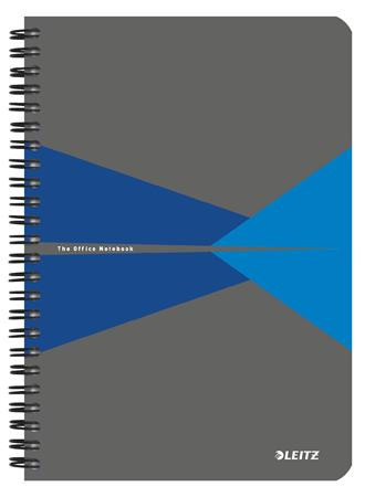 Spiral notebook A5, checkered, 90 pages, PP cover, LEITZ "Office", grey-blue