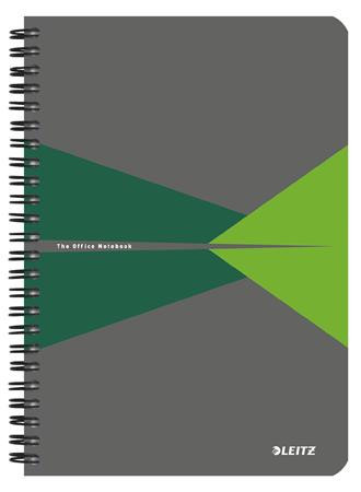 Spiral notebook A5, checkered, 90 pages, PP cover, LEITZ "Office", grey-green