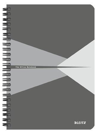 Spiral notebook A5, checkered, 90 pages, PP cover, LEITZ "Office", grey