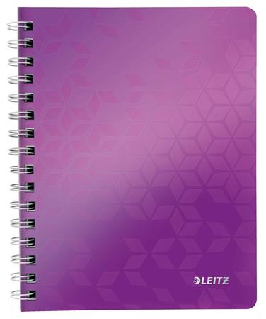 Spiral notebook A5, checkered, 80 pages, LEITZ "Wow", purple