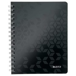  Spiral notebook A5, checkered, 80 pages, LEITZ "Wow", black