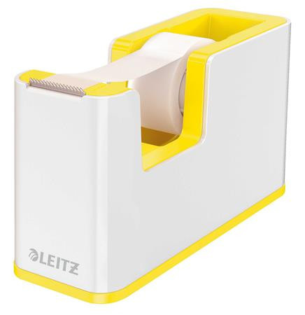 Adhesive tape dispenser, table, filled, LEITZ "Wow", white-yellow