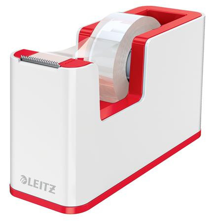 Adhesive tape dispenser, desktop, refilled, LEITZ "Wow", white-red