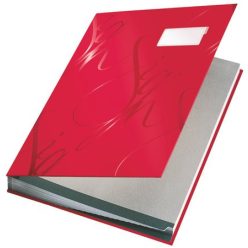   Aláírókönyv, A4, 18 részes, karton, LEITZ "Design", piros