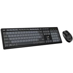   Egér- és billentyűzet készlet, vezeték nélküli, USB, HUN, GENIUS "KM-8200", fekete-szürke