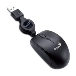   Egér, vezetékes, optikai, kisméret, USB, GENIUS "Micro Traveler", fekete