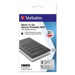   2.5" HDD (hard disk), 2TB, USB 3.1, password encryption, VERBATIM "Secure Portable", black