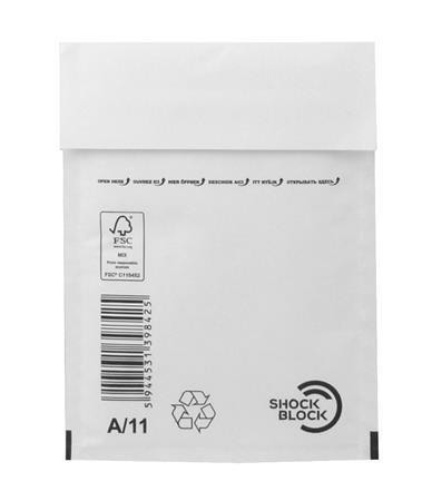 Air cushion bag, 125x175 mm outside, 105x165 mm inside, VICTORIA PAPER, "W1", white