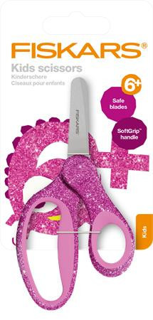 School scissors, 13 cm, FISKARS "Glitter Kids", pink