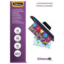   Meleglamináló fólia, 80 mikron, A3, matt, 100 db, FELLOWES