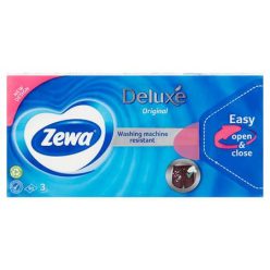   Papír zsebkendő, 3 rétegű, 90 db, ZEWA "Deluxe", illatmentes