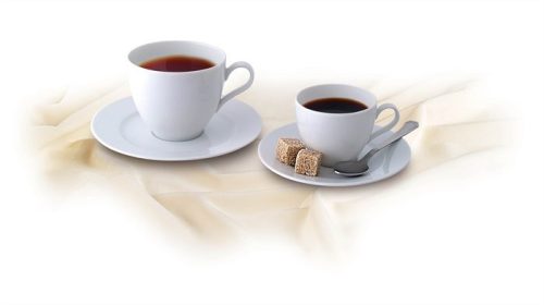 Coffee cup + saucer, ROTBERG, white, 22cl, set of 6, "Basic"