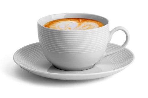 Coffee cup + saucer, ROTBERG, white, 25cl, set of 6, "Elegante"