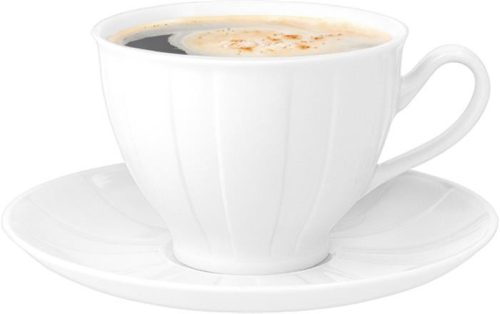 Coffee cup + saucer, ROTBERG, white, 25 cl, set of 6, "Oslo"