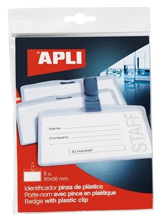 Name badge with clip, 90x56 mm, APLI