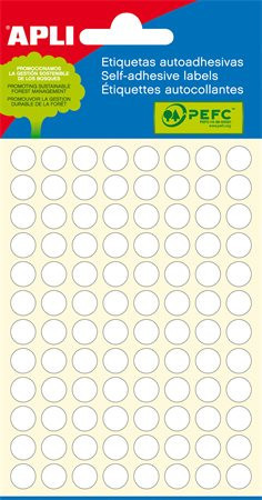Label, 8 mm round, handwritten, white, APLI, 480 labels per pack