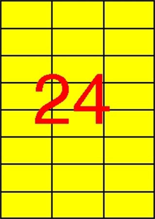 Label, 70x37 mm, colour, APLI, yellow, 2400 labels per pack