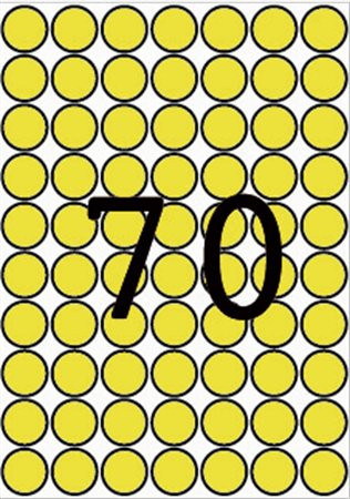 Labels, 19 mm round, colour, A5, APLI, yellow, 560 labels per pack