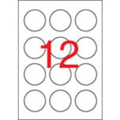 Label, 60 mm round, white, APLI, 1200 labels per pack