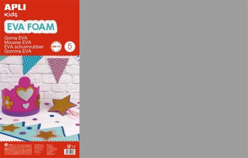 Sponge rubber, 400x600 mm, APLI Kids "Eva Sheets", grey