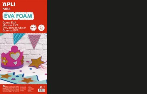 Sponge rubber, 400x600 mm, APLI Kids "Eva Sheets", black