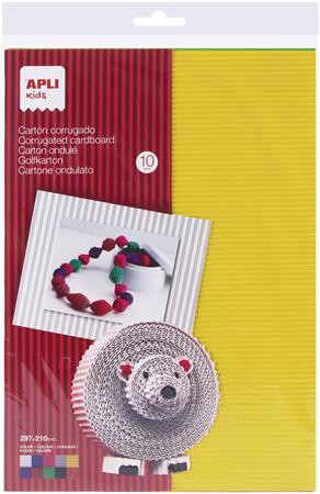 Corrugated board, 297x210 mm, 10 sheets, APLI Kids, mixed colours