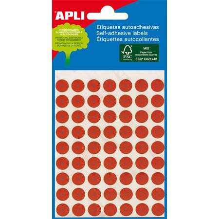 Label, 8 mm round, handwritten, colour, APLI, red, 288 labels per pack