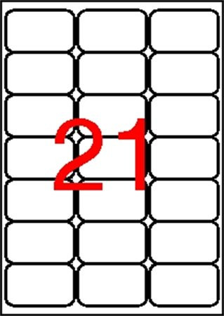 Label, universal, 63.5x38.1 mm, rounded corners, APLI, 2100 labels per pack
