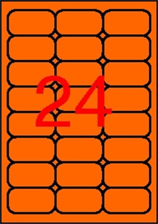 Label, 64x33.9 mm, colour, rounded corners, APLI, neon orange, 480 labels per pack
