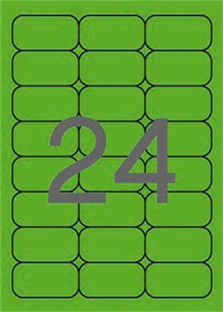 Label, 64x33.9 mm, colour, rounded corners, APLI, neon green, 480 labels per pack
