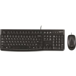   Egér- és billentyűzet készlet, vezetékes, USB, LOGITECH "MK120", fekete