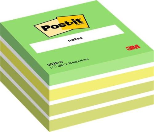 Self-adhesive notepad, 76x76 mm, 450 sheets, 3M POSTIT, watercolour green