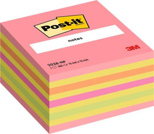 Sticky note pad, 76x76 mm, 450 sheets, 3M POSTIT, lollipop pink