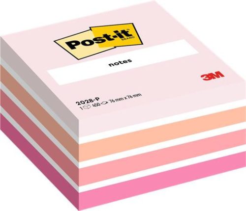 Sticky note pad, 76x76 mm, 450 sheets, 3M POSTIT, watercolour pink