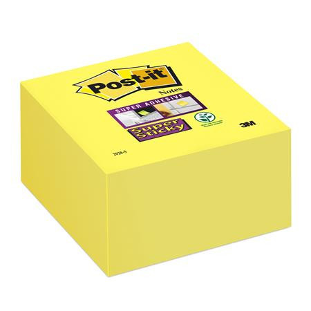 Sticky note pad, 76x76 mm, 350 sheets, 3M POSTIT "Super Sticky", yellow