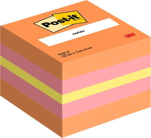 Sticky note pad, 51x51 mm, 400 sheets, 3M POSTIT, pink