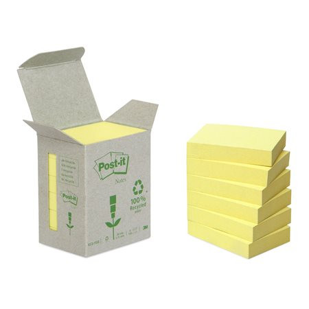Self-adhesive notepad, 38x51 mm, 6x100 sheets, environmentally friendly, 3M POSTIT, yellow