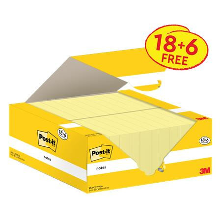 Sticky pad, 38x51 mm, 18+6x100 sheets, 3M POSTIT, canary yellow