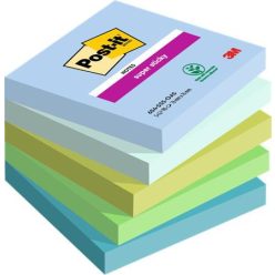   Sticky note pad, 76x76 mm, 5x90 sheets, 3M POSTIT "Super Sticky Oasis", mixed colours