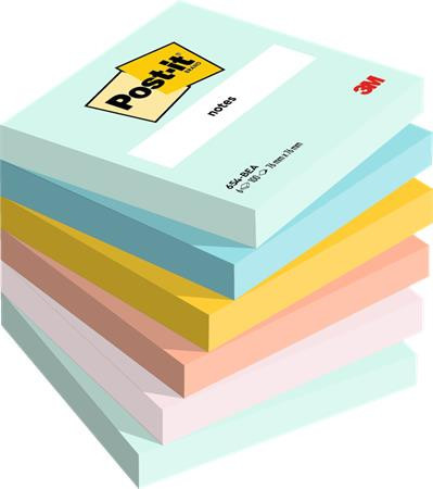 Sticky pad, 76x76 mm, 6x100 sheets, 3M POSTIT "Beachside", mixed colours