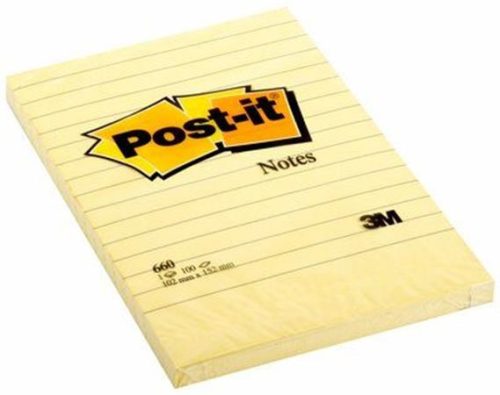 Self-adhesive notepad, 102x152 mm, 100 sheets, lined, 3M POSTIT, yellow