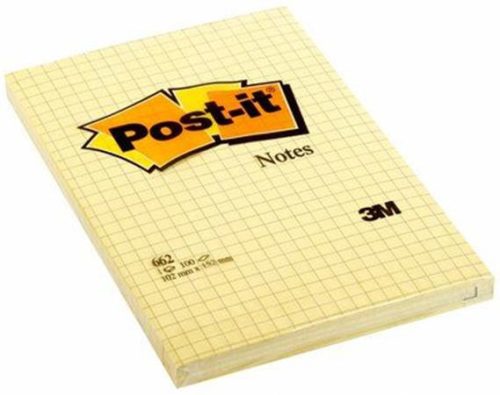 Self-adhesive notepad, 102x152 mm, 100 sheets, checkered, 3M POSTIT, yellow