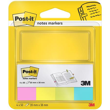 Label, paper, 4x50 sheets, 20x38 mm, 3M POSTIT, neon mixed