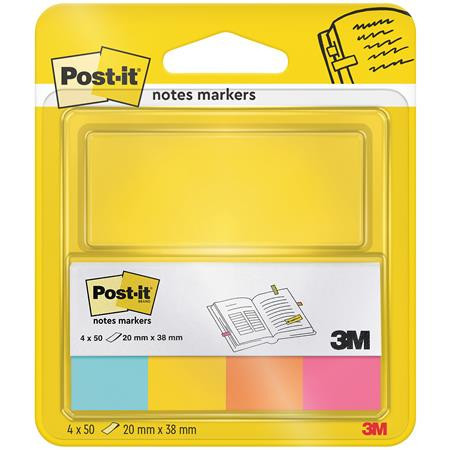 Label, paper, 4x50 sheets, 20x38 mm, 3M POSTIT, ultra mixed