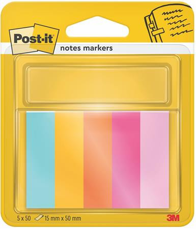 Label, paper, 5x50 sheets, 15x50 mm, 3M POSTIT, "Beachside"